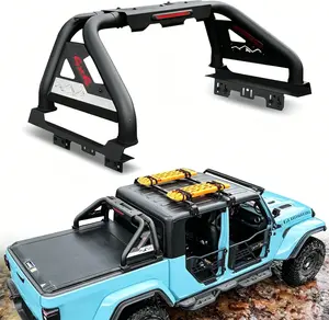 MONOKING Full Size Roll Bar for Truck with Brake Light, Extendable Chase Rack Pickup Sports Bar for 2007-2026 F150 F250 F350 Raptor Lightning Silverado/GMC Sierra/Ram 1500 2500 3500 Tundra Titan