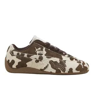 PUMA Womens Speedcat Cow Print Lace Up Sneakers Shoes Casual - Brown