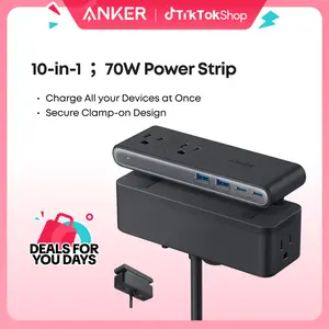 【10-in-1 Desk Clamp】Anker Nano Power Strip, 1500J Surge Protection,5 ft Extension Cord, 70W Max Gaming Desk Accessory, 6 AC, 2 USB A, 2 USB C, Home Office Essential, Fitts 0.6 - 1.8" Tabletop Edge (Usb Port Gadget, Usb A Ports, Multiple Usb Port)