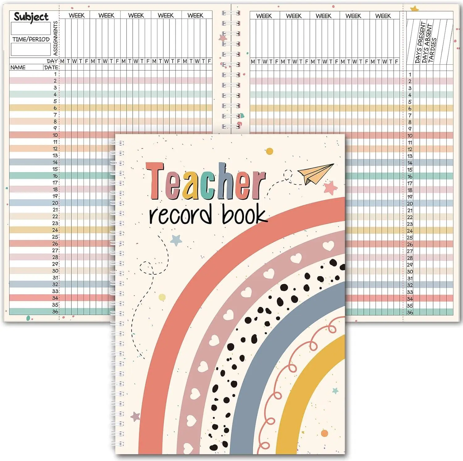 Teacher Record Book Teacher Grade Book Spiral Bound Record Class Gradebook Office Favors Gift for Classroom Attendance Supplies Decoration Double