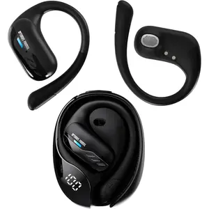 Transformers Open  Wireless Headphones Bluetooth 5.4 for Running & Workouts, Over The  Earbuds with IPX5 Waterproof  Hooks, Surround Sound, LED Display & Lanyard (Black - Optimus Primal) ear bud cute mini invisible noise cancelling reduction Foldable HiFi