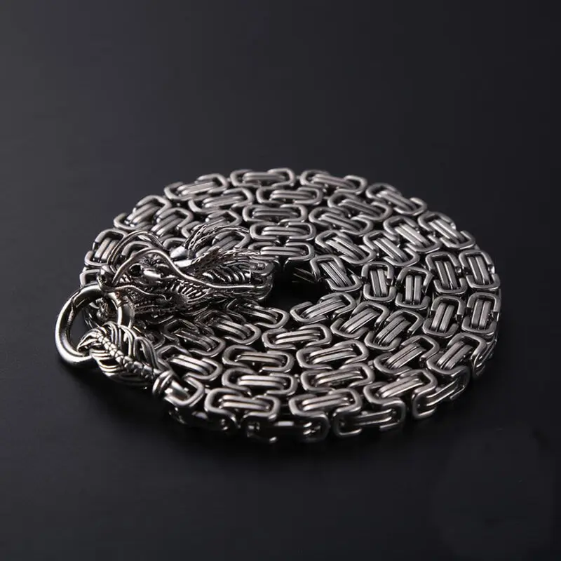 GTHIC Punk Dragon Bones Stainless Steel 8mm Chain Bracelet - 101cm Multi-Use Whip for Men, Biker Look Jewelry Accessory for Daily Wear, Whip Accessory