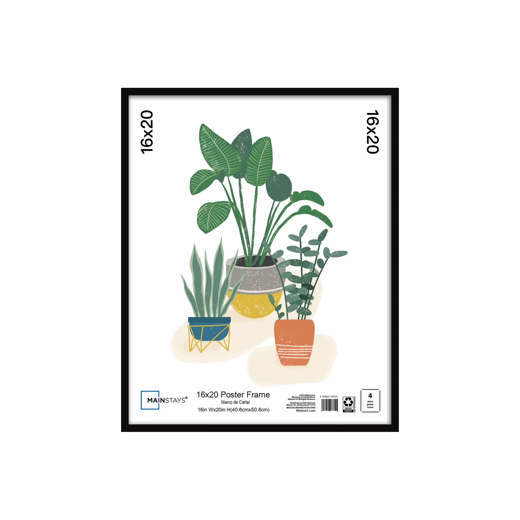 Mainstays 16x20 Picture Frame,Black Flat Profile Wall Photo Frame.