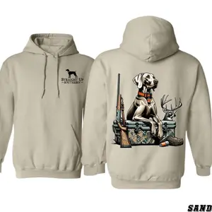Outdoor Hunting Lifestyle Hoodie – Straight Up Southern Dog with Antler and Gear Graphic, Country Camo Sweatshirt, Fall Winter Unisex Apparel for Deer Hunting Fans - KitchenEra
