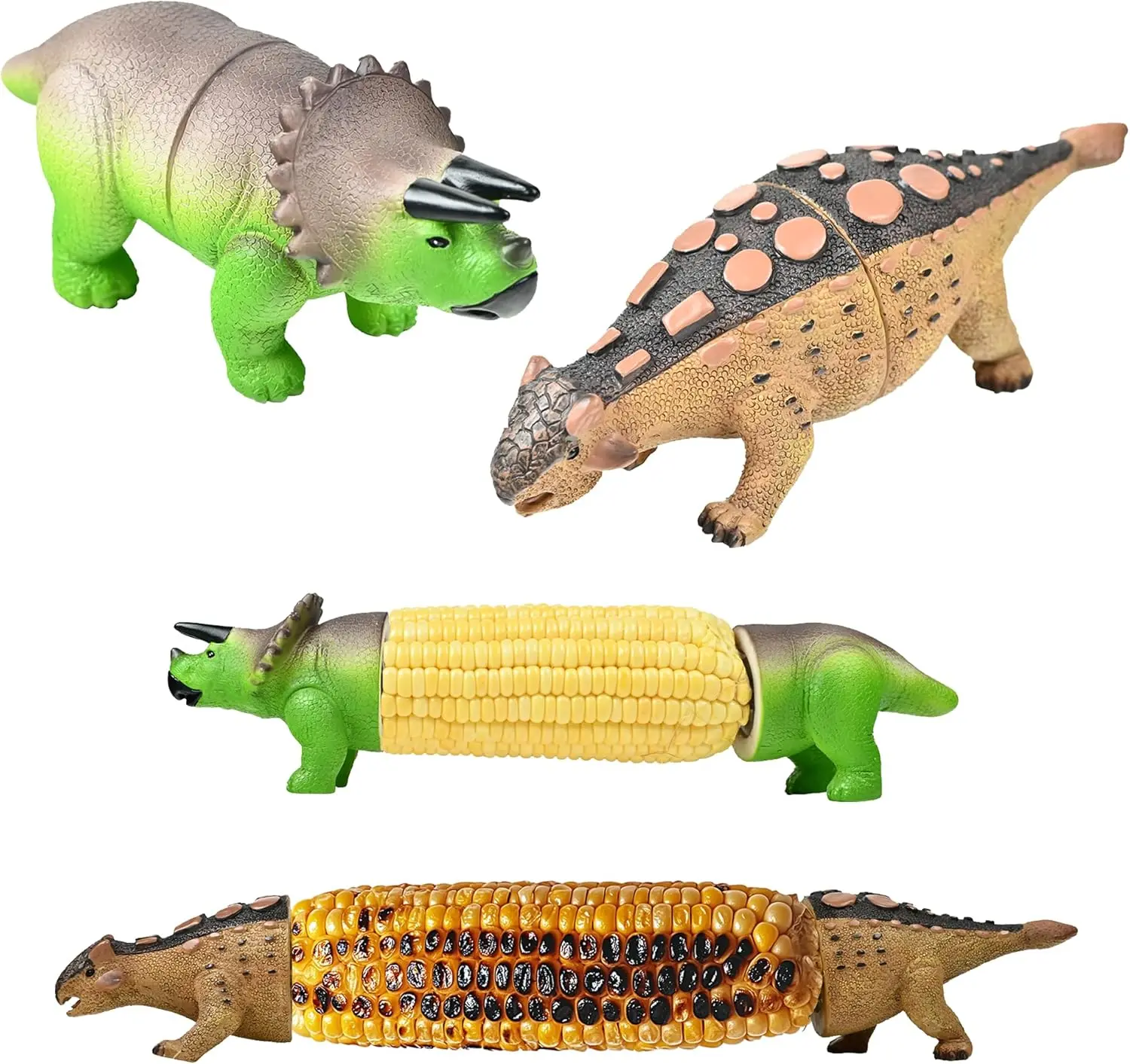 Dinosaur Corn Holders for Corn On The Cob - Funny Corn Cob Holder for Kids and Adults with Stainless Steel Prongs