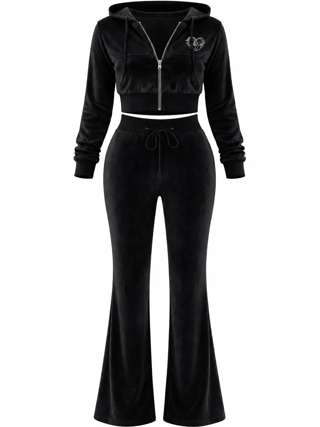 NAIL ADDICT 2-PIECE VELOUR TRACKSUIT SET - BLACK