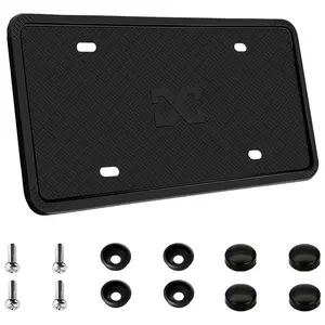 Silicone License Plate Frame Rust Proof, Rattle Proof, Weather Proof Universal License Plate Holder for Front and Rear, Street Legal, No Obstruction - Black