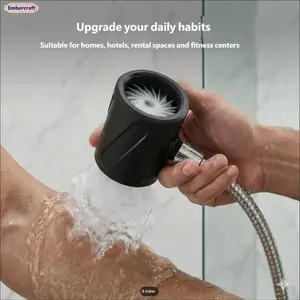 Men's Pressurized Massage Shower Head, Large-Flow Ring Bathroom Shower Accessory