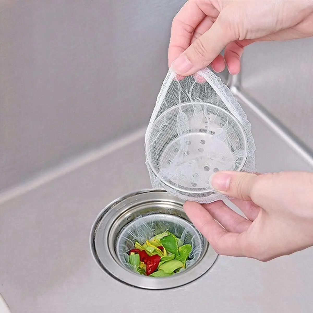 Stainless Disposable Polyester Kitchen Sink Strainer Mesh Bags, 100 PCS Easy-to-Use Filter Bags for Camp Kitchen Sink Drain Food Waste Collection (Sports & Outdoor Camping & Hiking Use)