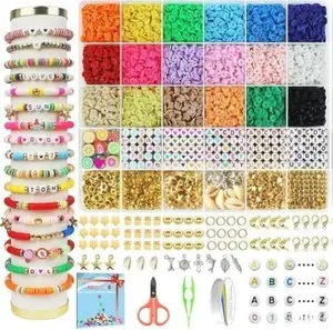 5100 Clay Beads Bracelet Making Kit, Flat Preppy Beads for Friendship Jewelry Making,Polymer Heishi Beads with Charms Gifts for Teen Girls Crafts for Girls Ages 8-12