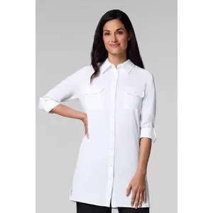 Women's Tunic Long Sleeve Shirt | White Women's Tunic Long Sleeve Shirt | White
