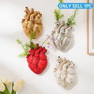 Creative Resin Flat Heart Hydroponic Hanging Vase, Modern Wall Decor, Home Decor Pots, Decorative Pot, Multi-Color Options, Suitable for Home Garden Patio Porch, Flower Pots