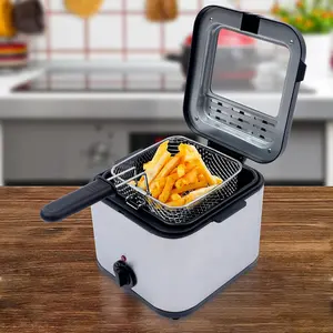 Tabletop 2.64QT Stainless Steel Electric Deep Fryer, 1000W Fast Frying Appliance with Viewing Lid, Detachable Basket, 176-374°F Adjustable Temperature, 3-Layer Insulation for Home Kitchen Father Son High School Graduation Gift