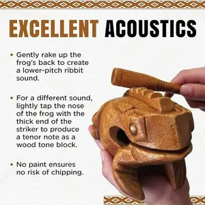 Carved Croaking Wood PercussionMusical Sound Wood Frog Tone BlockToy