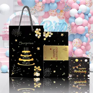 Black Gold Birthday Explosion Gift Box, 20 Pop-Up Bounce Boxes with Gift Bag, DIY Surprise Box for Men Women Kids Party