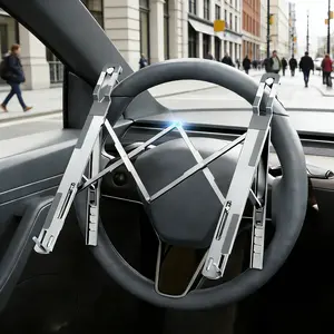 Height Adjustable Car Laptop Mount Steering Wheel Tray, Foldable Portable Car Desk for Laptop & Tablet, Vehicle Workstation Stand for Truck, SUV, Tesla & Most Vehicles