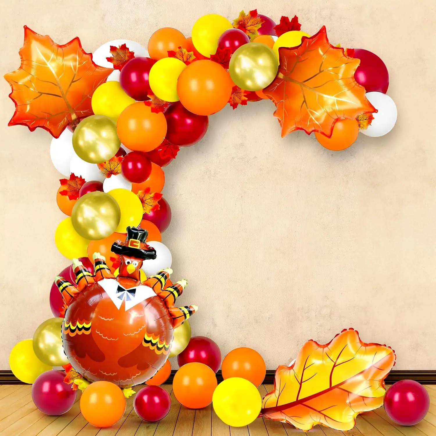 Thanksgiving Balloon Arch Kit - Pack Of 206 | Thanksgiving Balloon Garland | Maple And Fall Leaf BalloonsTurkey Balloon | Thanksgiving Foil BalloonsFall Latex Balloons | Fall Decorations