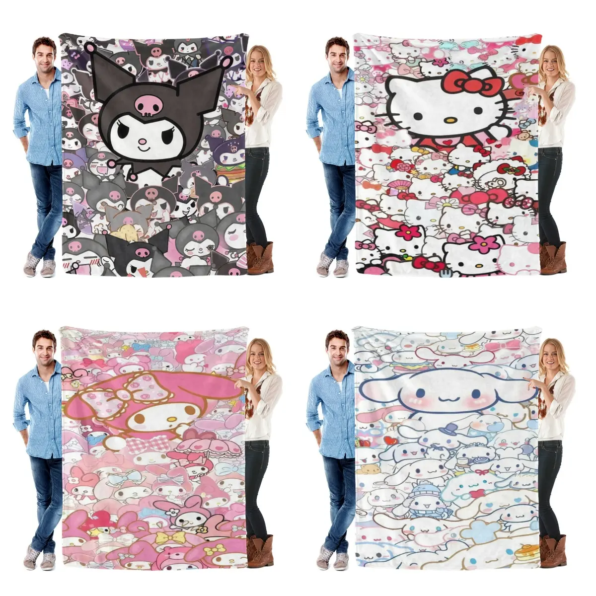 Official Sanrio Character Blankets 4 Sizes Lightweight Air Conditioning Cooling Throw