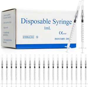 20 Pack 1ml Syringes with Needle - 31G 5/16  inch Disposable 1cc Syringe for Scientific Lab Use, Sterile Individually Wrapped