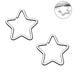 OUFER 2PCS 20G Titanium Star Seamless Nose Ring Hoops, Hypoallergenic Body Piercing Jewelry for Sensitive Skin, 10mm & 12mm, Titanium Nose Stud
