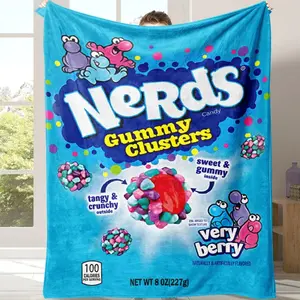 Nerds Gummy Clusters Pattern Blanket  Soft Funny Throw Blanket Cozy Lightweight Plush Portable Cover Blanket For Sofa,Warm Gift For Birthday,Christmas,Multiple Blanket