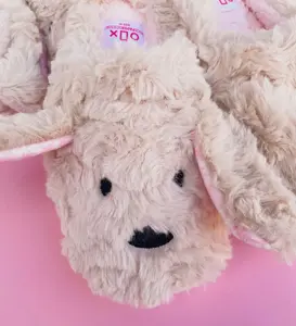 Cozy Dog Slippers with Floppy Ears & Floral Pattern Soft Faux Fur for Home & Outdoor Use Round Toe Summer Slippers