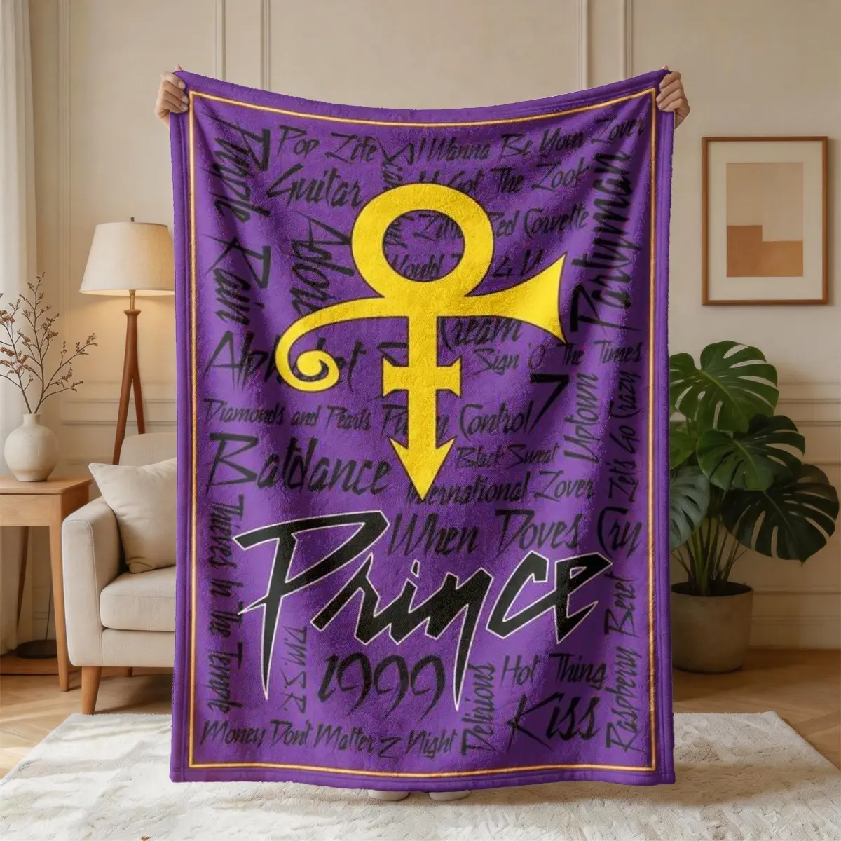 Prince Music Symbol Print Flannel Blanket, Gift Blanket, Large Size, Soft and Lightweight, Perfect for All Seasons, Ideal for Bed, Sofa, Office, Camping, Travel, Blanket Throw, Blanket Gifts