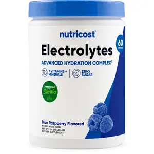 Nutricost Organic Electrolyte Complex Hydration Powder with Vitamin - 60 Servings, Blue Raspberry Hydration Drink