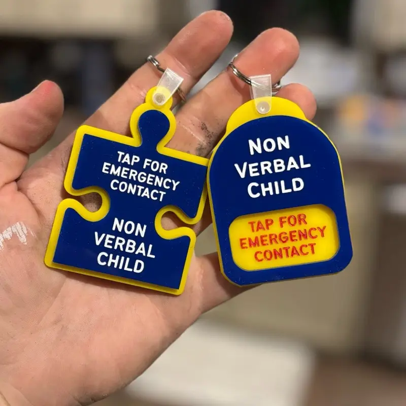 Non Verbal Child Backpack Keychain, NFC scannable Backpack Tag, Autism Awareness