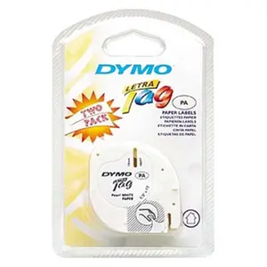 Dymo LetraTag Direct Thermal Labelmaker Paper Tape, 0.5" W x 13' L Media Size, 2-Roll Pack for Personal Label Makers