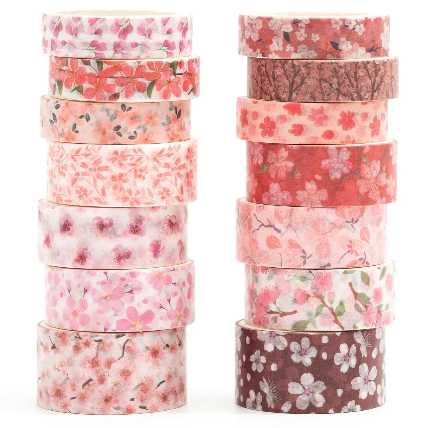 14 Rolls  Washi Tape Set  Arts Adhesive Tapes Cherry Blossom Decorative Masking Tape Sets for Craft, , Scrapbook, DIY,  Wrapping (Blush Petals)