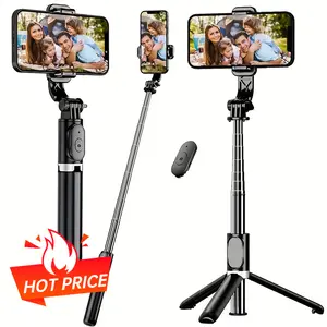 Professional Extendable Phone Selfie Stick 40 Inch Floor Stand with Wireless Remote Control 360 Rotatable Stable Anti Shake Handheld Monopod for Live Streaming Travel and Outdoor Vlogging Broadcasting Compatible with iPhone Android Smartphones