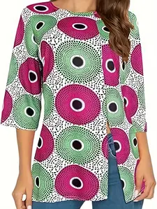 Women's Casual Split Hem Top, Plus Size Ladies Fashion Tee, Comfortable Daily Wear, Stylish Loose Fit Blouse