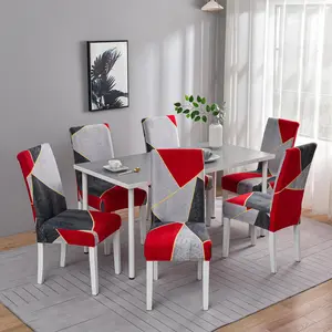 Geometric Pattern Chair Cover, 6 Counts Chair Covers Set Modern Colorful Removable Washable Chair Protector, Decorative Chair Cover for Home Dining Room Hotel Bar Office