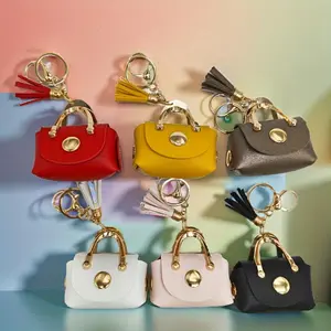 Fashionable Mini PU Leather Keychain Wallet with Tassel, 1 Count Durable Keychain Ring, Suitable for Storing Coins, Keys and Earplugs, Very Suitable for Women's Fashion Accessories, Bag Charms, Cute Keychain