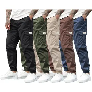 Men's Tactical Cargo Pants - Plain Workwear with Elastic Waistband & Multi-Pocket Design, Ideal for Spring & Summer Outdoor Activities, Perfect Menswear Father's Day Gift