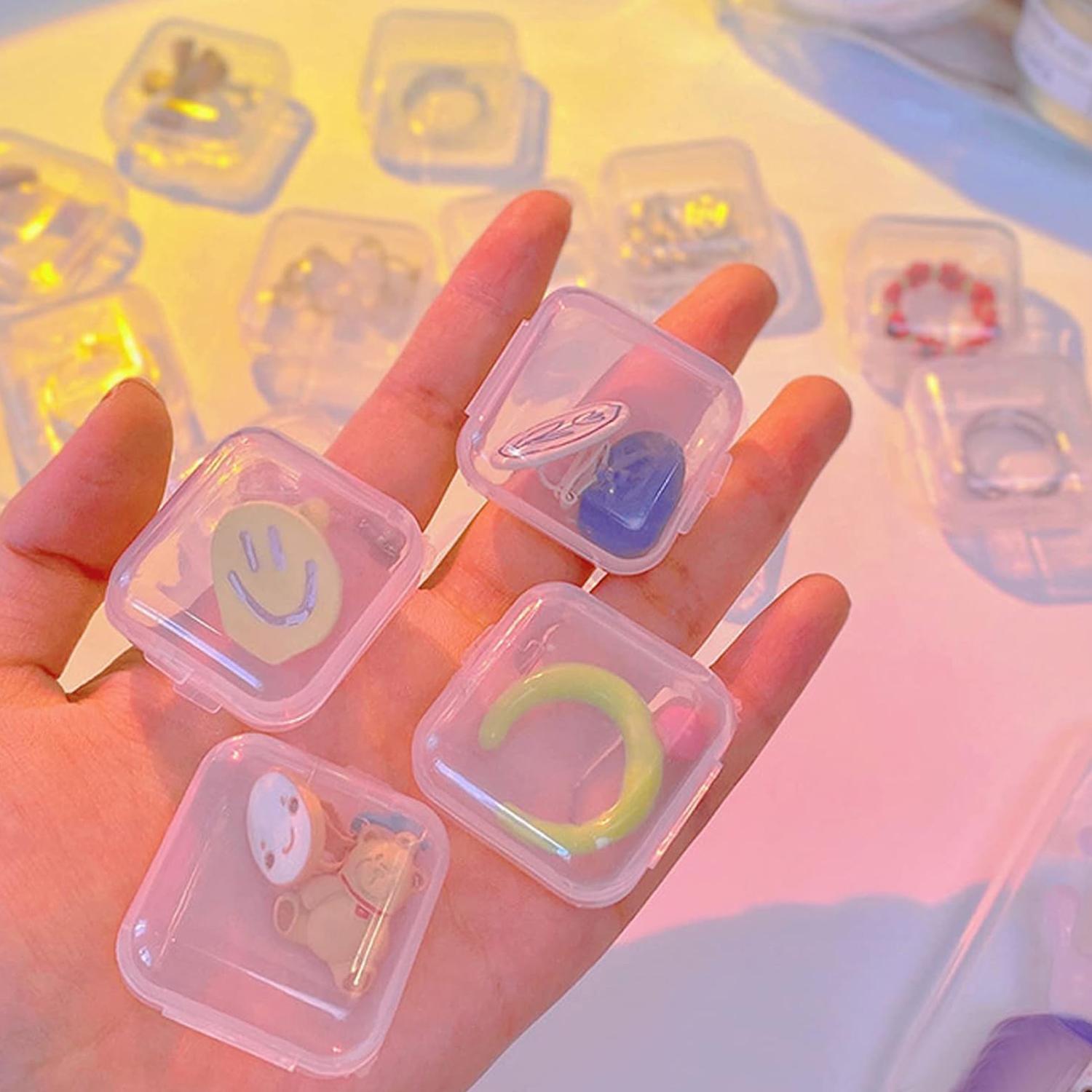 1 Pieces Rectangle Clear Plastic Containers Transparent Beads Storage Containers Box Jewelry Storage Box Case with Hinged Lid for Small Items Beads Jewelry