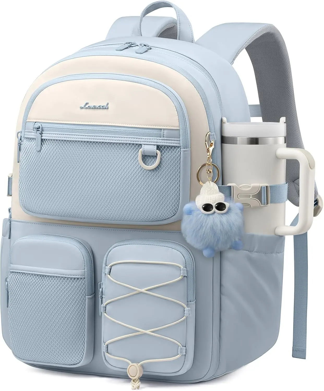 LOVEVOOK School Backpack for Teen Girls, Student Cute Bookbag Purse for Middle High School, 15.6 Inch Laptop Kid Backpack Back to School with Large Cup Holder, College Travel Bag