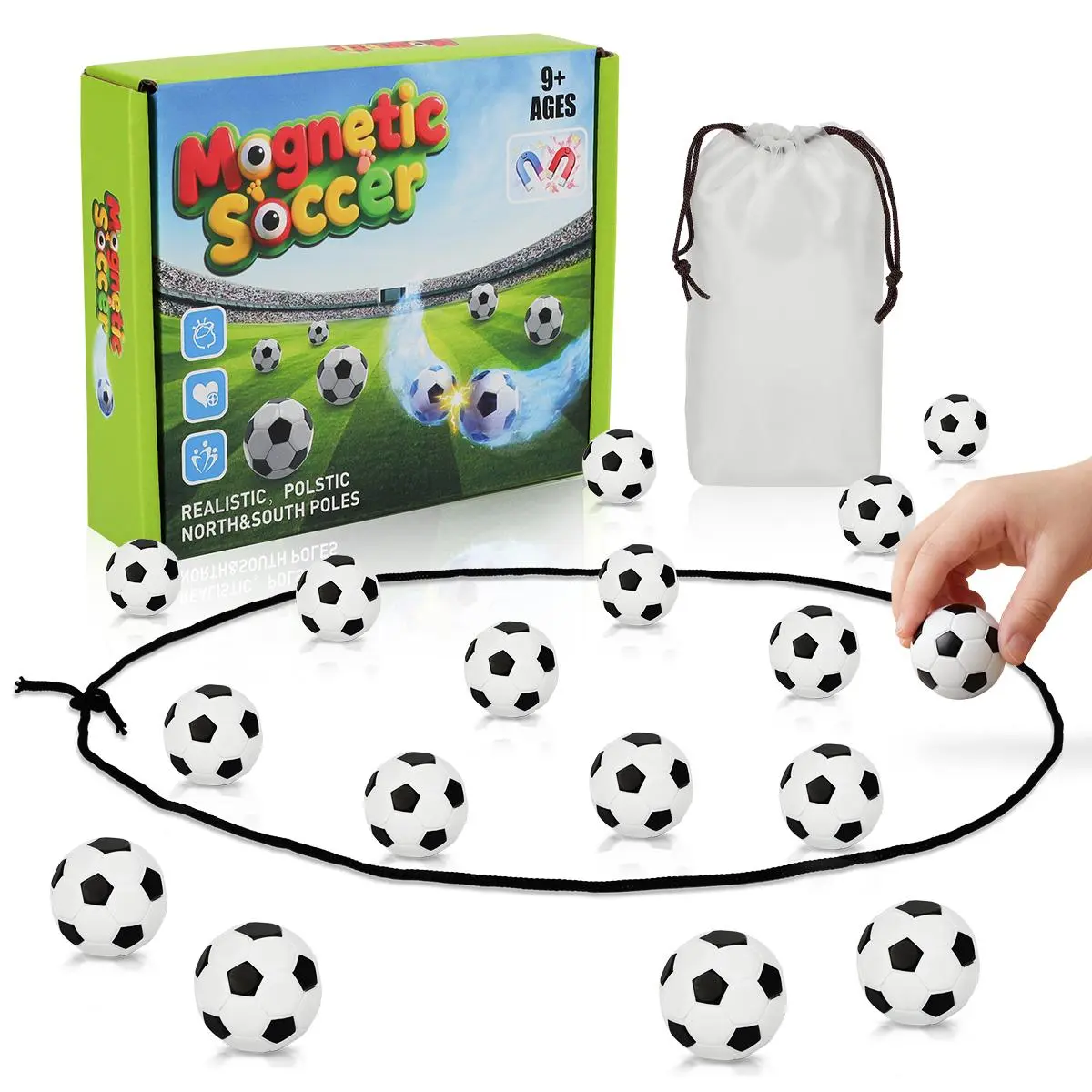 Magnetic Soccer Ball Game, 20Pcs Magnet Ball Set, Strategy Tabletop Game for Kids Adults, Family Party Travel Board Game