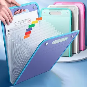 13 Layers File Folder, 1 Count Portable Large Capacity File Storage Bag with Index Sticker, File Organizer for Home School Office