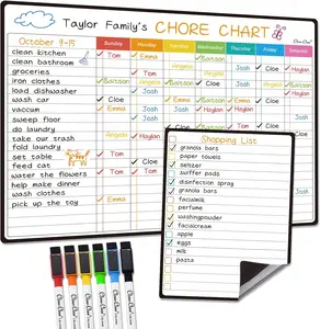 Magnetic Dry Erase Chore Chart - 14.5"x11" for Kids, 6.5"x8.5" Fridge List Board, 6 Extra Fine Point Markers Included, Shipped Flat