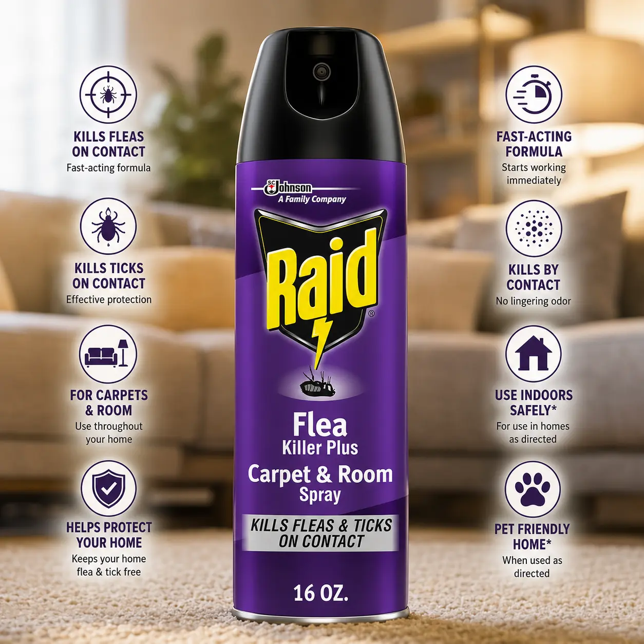 Raid Flea Killer Carpet & Room Spray, Kills hatching eggs for up to 4 months, 16 Oz German Cockroach Gel Bait Insecticide