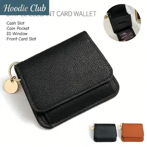 Women's Elegant Minimalist Slim Short RFID Blocking Mini Bifold Leather Wallet - Card Holder with ID Window, Coin Pocket, Zipper, Compact Lightweight All-Match for Daily Use, Travel (Gift Idea)