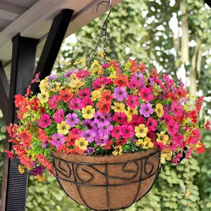 Artificial Fake Hanging Flowers Plants Basket for Outdoor Spring Decoration, Faux Silk Daisy Outside Indoor UV Resistant Look Real Yard Patio Front Porch Garden Balcony Home Decor, Artificial Hanging Baskets