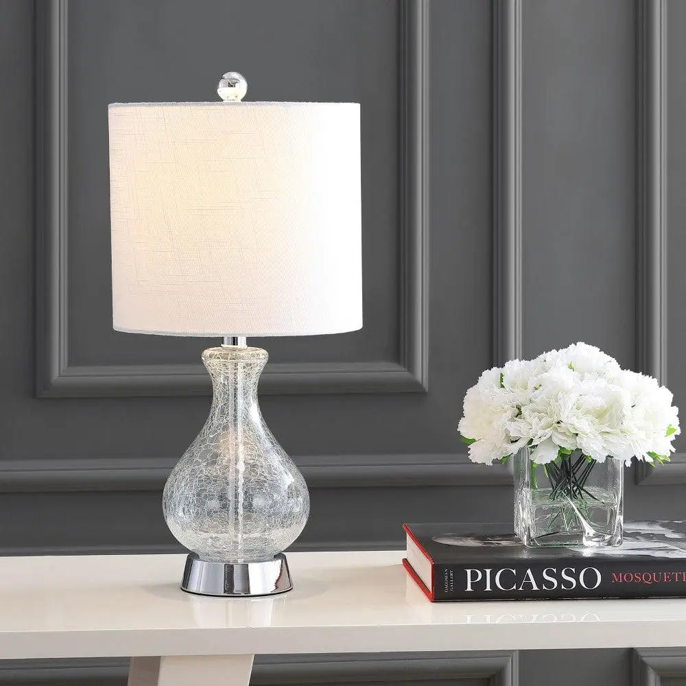 JONATHAN Y Playa Metal/Crackled Glass LED Table Lamp , for bedroom, living room, foyer, hallways, dining room, dorms