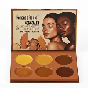 6-Color Deep Foundation & Corrector Concealer Palette, Buildable Pigmented, Matte Shimmer Finish, Stacking Coverage, Oil Control, Suitable for All Skin Types