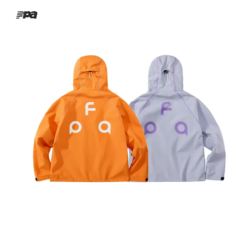 FPA Unisex Hassel Color Block Jacket, Stand Collar Loose Fit Vintage Street Hooded Windbreaker, Polyester 3-Way Protection Fabric, Water Resistant Outdoor Hiking Outerwear for Men & Women
