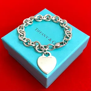 Pre-owned Tiffany & Co. Sterling Silver 925 (Ag925) Small Leather Goods Return to Heart Tag 925 Silver Bracelet