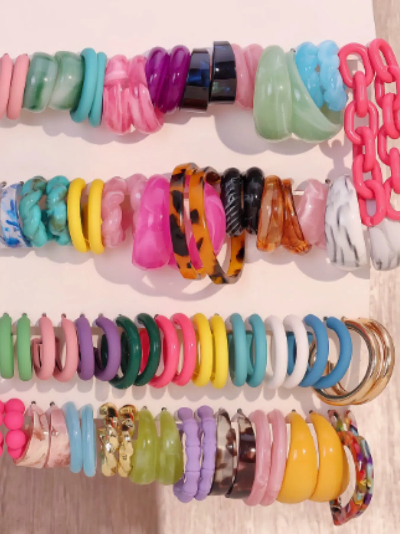 40 Pairs Fashionable Exaggerated Art Earrings, Colorful Acrylic Resin C-Shaped Dangle Earring Set, Unique Jewelry Collection