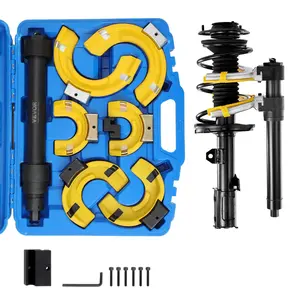 【fathersdaygift】VEVOR Strut Spring Compressor Set, Macpherson Strut Spring Compressor Kit, Interchangeable Fork Strut Coil Extractor Remover Tool, with Yellow Protective Sleeve and Carrying Case